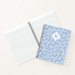 Cuaderno Ditsy Daisy Floral Monograma Periwinkle Azul