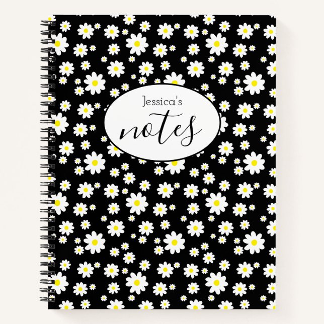 Cuaderno Ditsy Daisy Flower Pattern Nombre personalizado ne (Anverso)