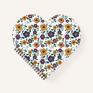 Cuaderno Ditzy retro daisy de arte popular de los años 70 e