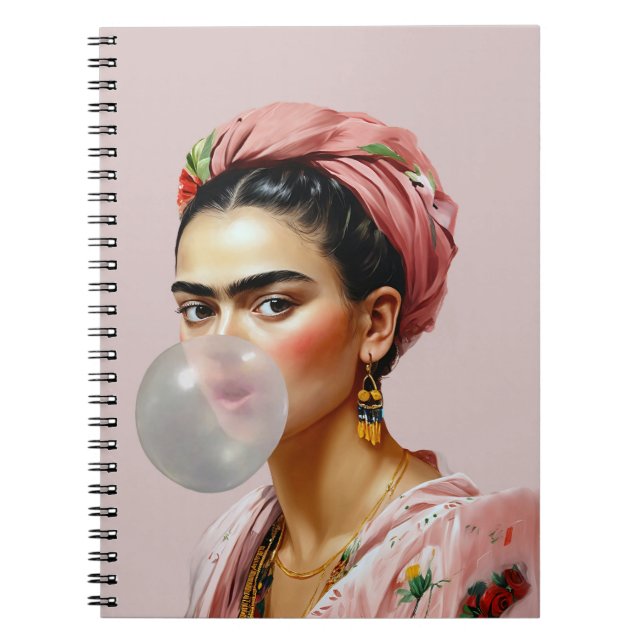 Cuaderno Diva con cicatriz floral que sopla chicle (Frente)