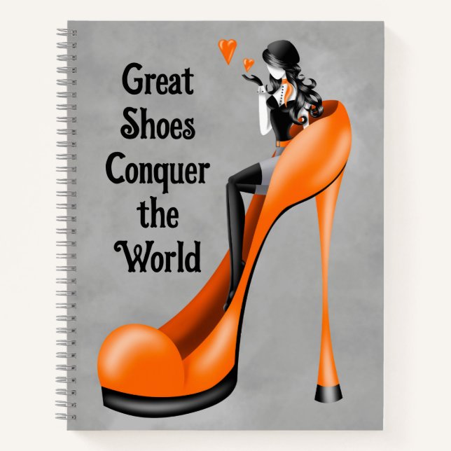 Cuaderno Diva de la moda en stiletto naranja (Anverso)