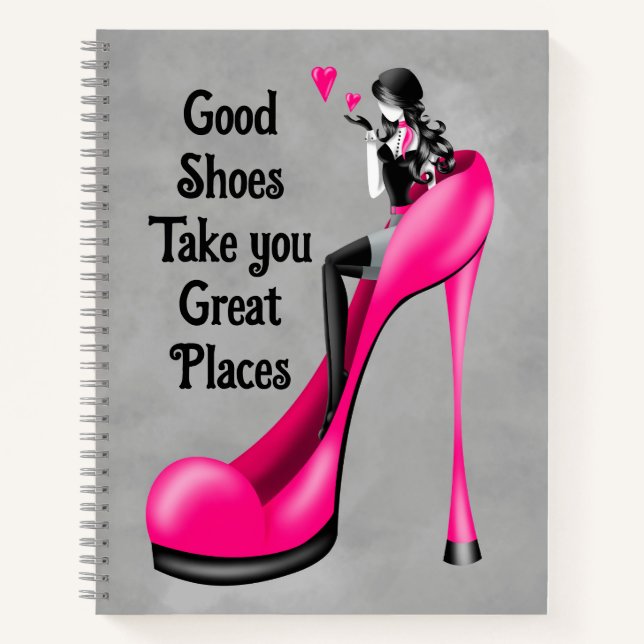 Cuaderno Diva de la moda en tacón de aguja rosa (Anverso)