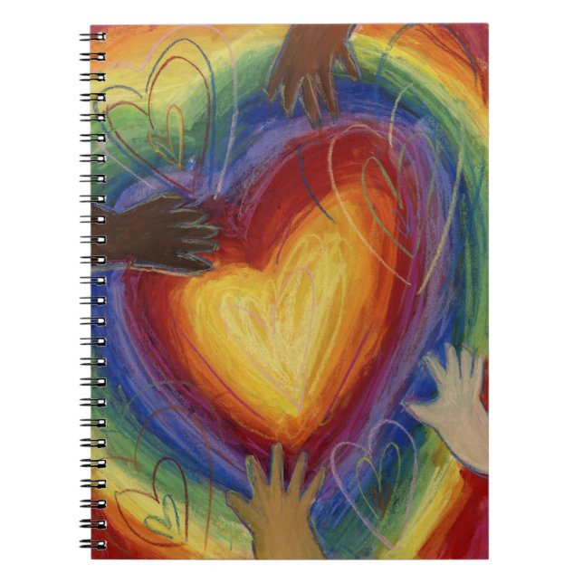 Cuaderno Diversidad Corazones Manos Aman el Bloc de notas d (Frente)