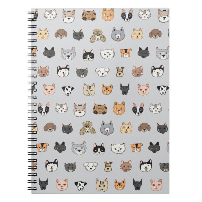 Cuaderno Diversión animal: perros gatos mezcla de doodle (Frente)