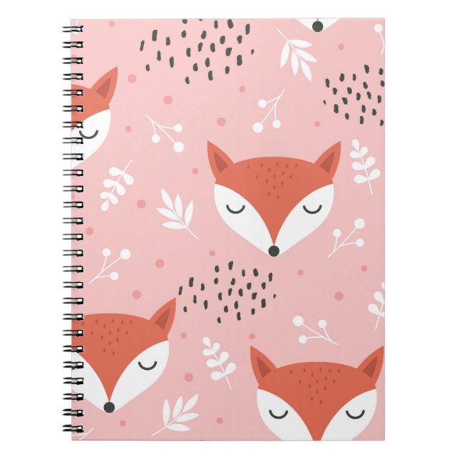 Cuaderno Diversión de Fox: Patrón de bosque lindo (Frente)
