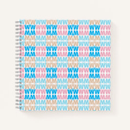 Cuaderno Diversión Elegante Letra de Niños Rosa Azul Monogr