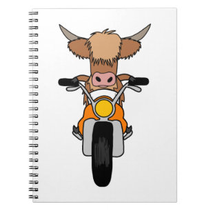 Cuaderno Divertida vaca Highland montando un Personalizado 