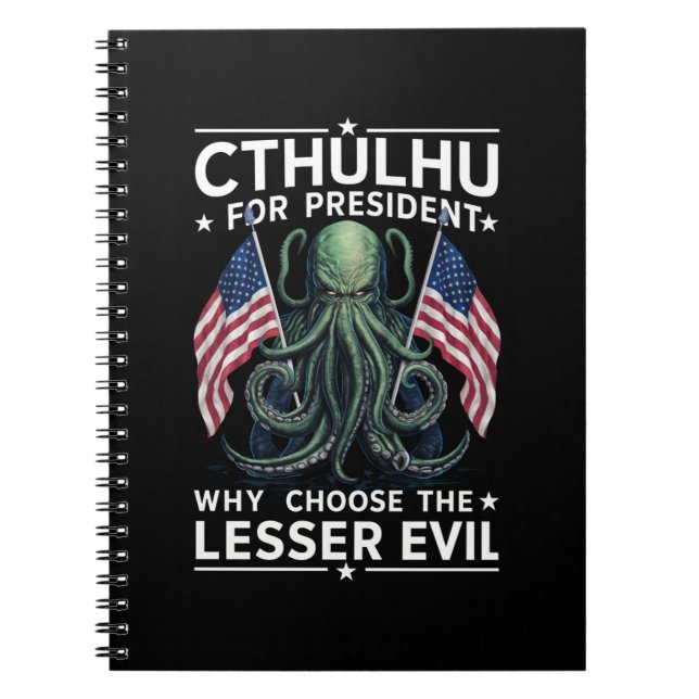 Cuaderno Divertidas elecciones 2024 Cthulhu para presidente (Frente)