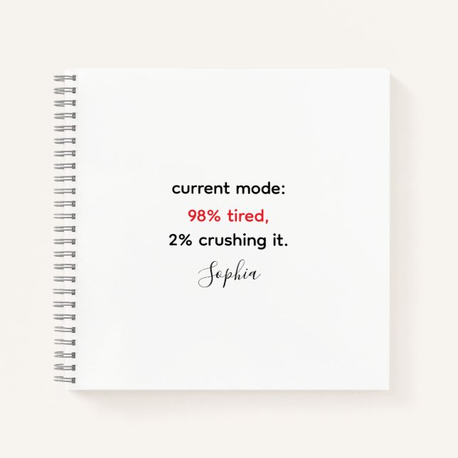 Cuaderno Divertido "98% Cansado, 2% Aplastándolo (Anverso)