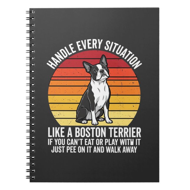 Cuaderno Divertido Actitud Perro Retro Boston Terrier (Frente)