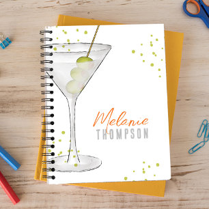 Cuaderno Divertido acuarela Cóctel simple Martini Olives