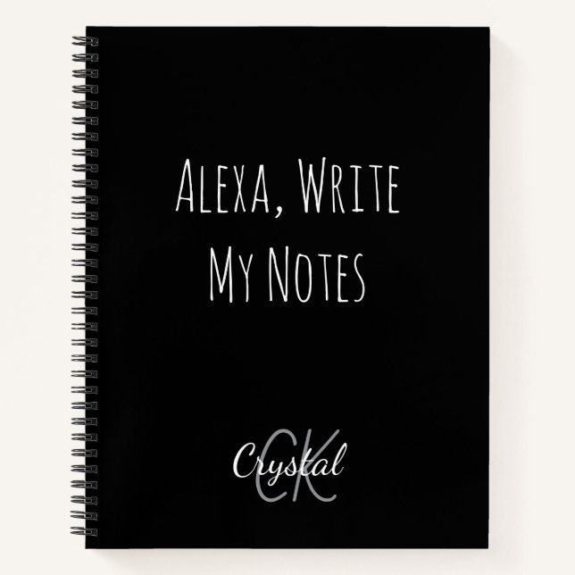 Cuaderno Divertido Alexa Escribe Mis Notas Monograma (Anverso)