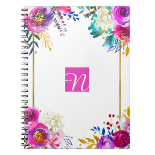 Cuaderno Divertido Brillante Audaz Floral Acuarela Salpicad