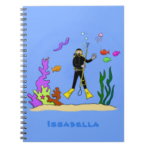 Cuaderno Divertido buceador de scuba y personalizado de cri