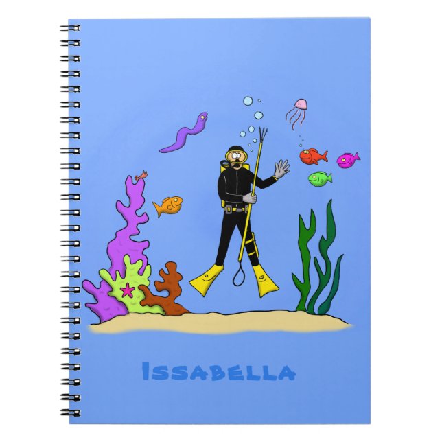 Cuaderno Divertido buceador de scuba y personalizado de cri (Frente)
