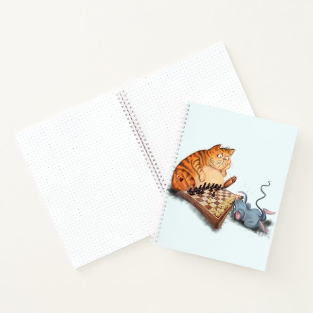 Cuaderno divertido con ajedrez de gato y ratón (Interior)
