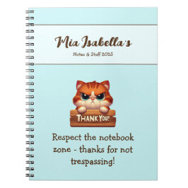 Cuaderno divertido de gato de agradecimiento priva