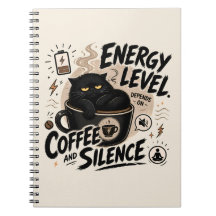 Cuaderno divertido de gato negro introvertido