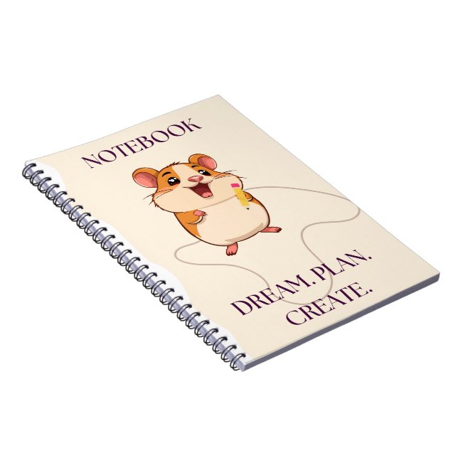 Cuaderno divertido de hámster con lápiz: sonriendo (Lado Derecho)