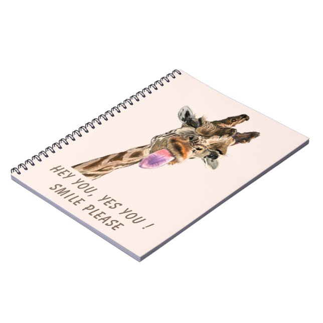 Cuaderno divertido de jirafa Sonríe - Texto person (Lado Izquierdo)