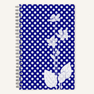 Cuaderno divertido de lunares navy y blanco