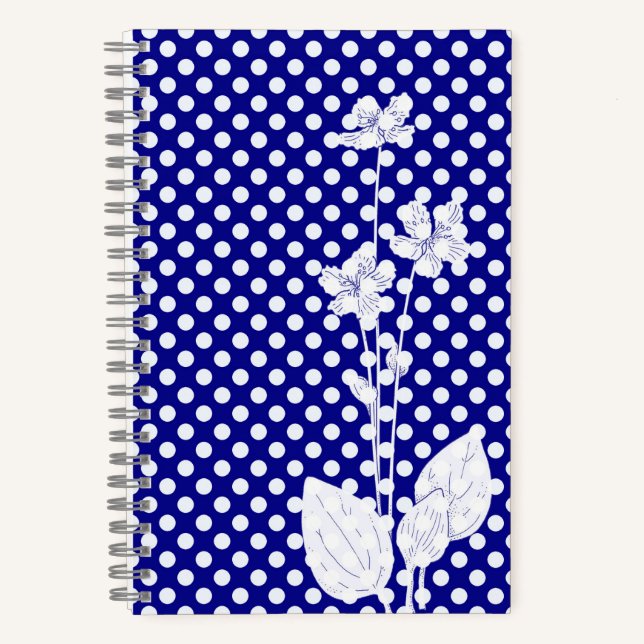 Cuaderno divertido de lunares navy y blanco (Anverso)