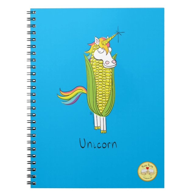 Cuaderno divertido de maíz unicornio (Frente)