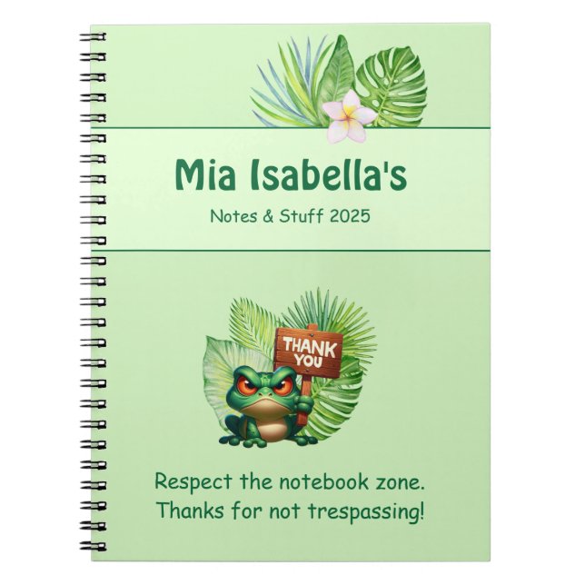 Cuaderno divertido de rana tropical - Personalizab (Frente)