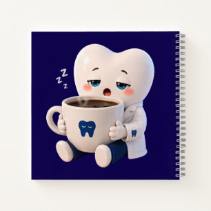 Cuaderno divertido del dentista con diente dormiló