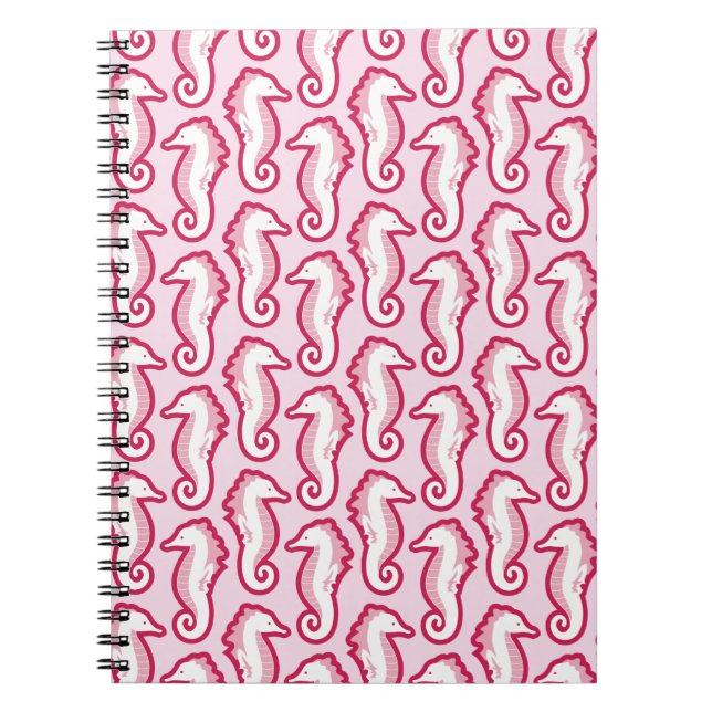 Cuaderno divertido del Seahorse - rosa (Frente)