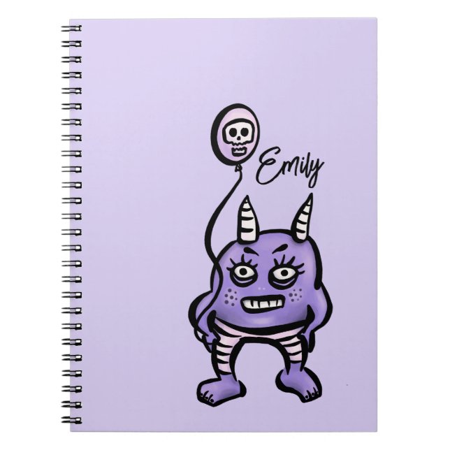 Cuaderno Divertido Demon Purple Cute Whimsigoth Nombre (Frente)