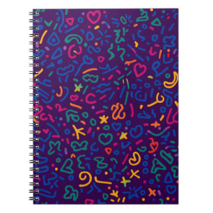 Cuaderno Divertido doodle de formas vibratorias coloridas