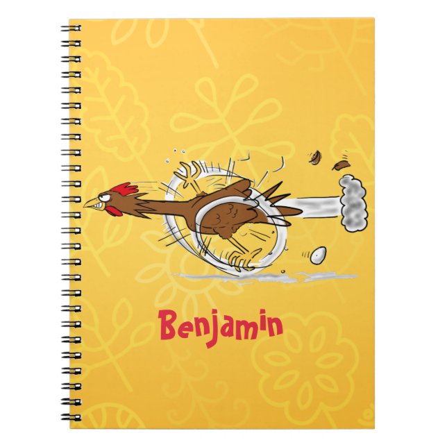 Cuaderno Divertido ilustracion de pollo fresco y personaliz (Frente)