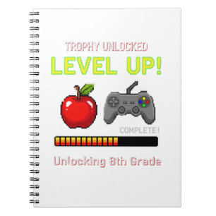 Cuaderno Divertido jugador de 8º grado sube de nivel   Trof