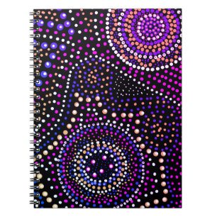 Cuaderno Divertido Mandala Dot Art Blue Purple Spiral