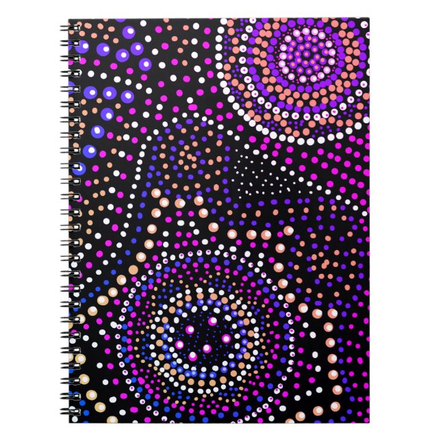 Cuaderno Divertido Mandala Dot Art Blue Purple Spiral (Frente)