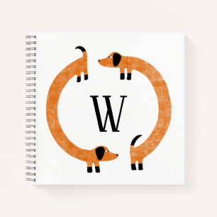 Cuaderno Divertido Monograma de perros Dachshund Sausage
