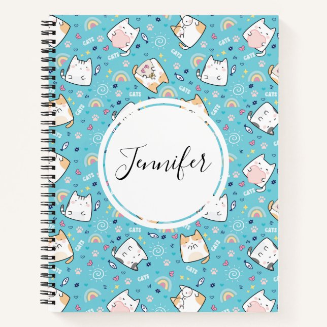 Cuaderno Divertido patrón de gatito lindo (Anverso)