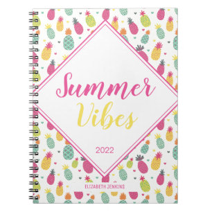 Cuaderno Divertido patrón de piña tropical Vibraciones de v