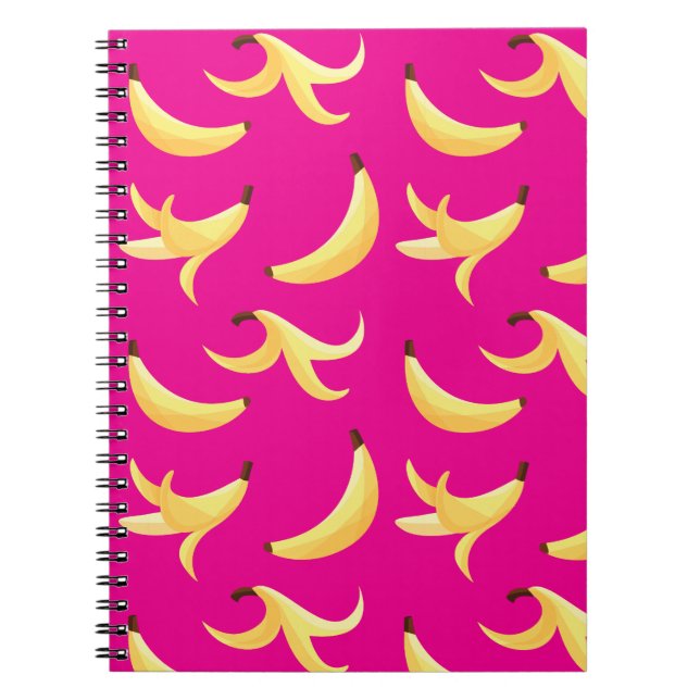 Cuaderno Divertido patrón de plátano amarillo retro editabl (Frente)