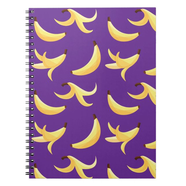Cuaderno Divertido patrón de plátano amarillo retro editabl (Frente)