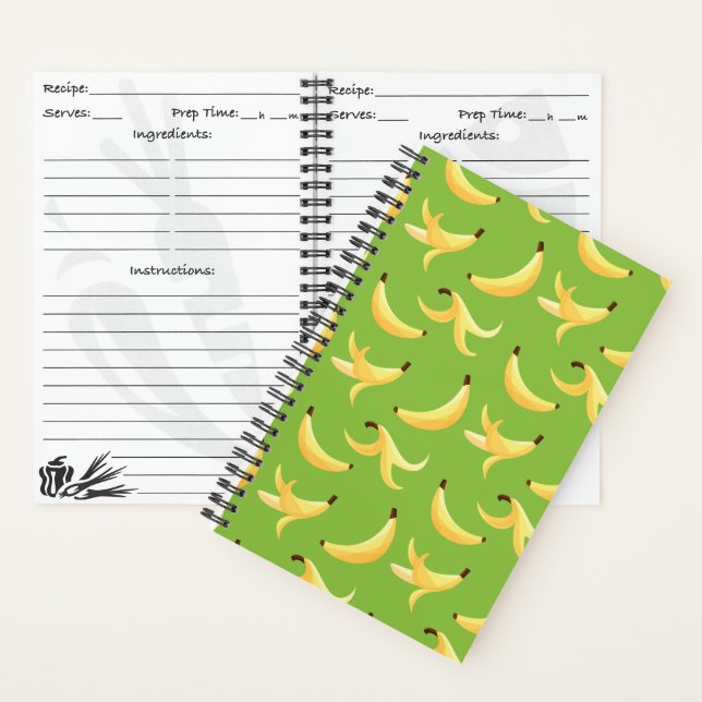 Cuaderno Divertido patrón de plátano amarillo retro editabl (Interior)