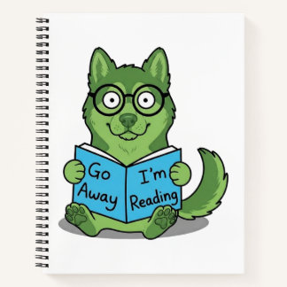 Cuaderno Divertido perro verde lindo Vete Estoy leyendo
