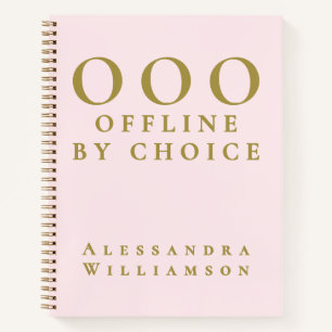 Cuaderno Divertido personalizado pastel rosa oro OOO minima
