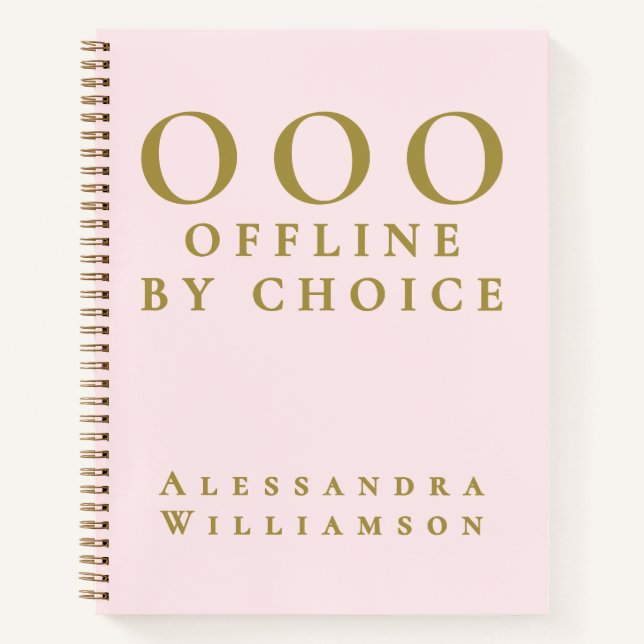 Cuaderno Divertido personalizado pastel rosa oro OOO minima (Anverso)