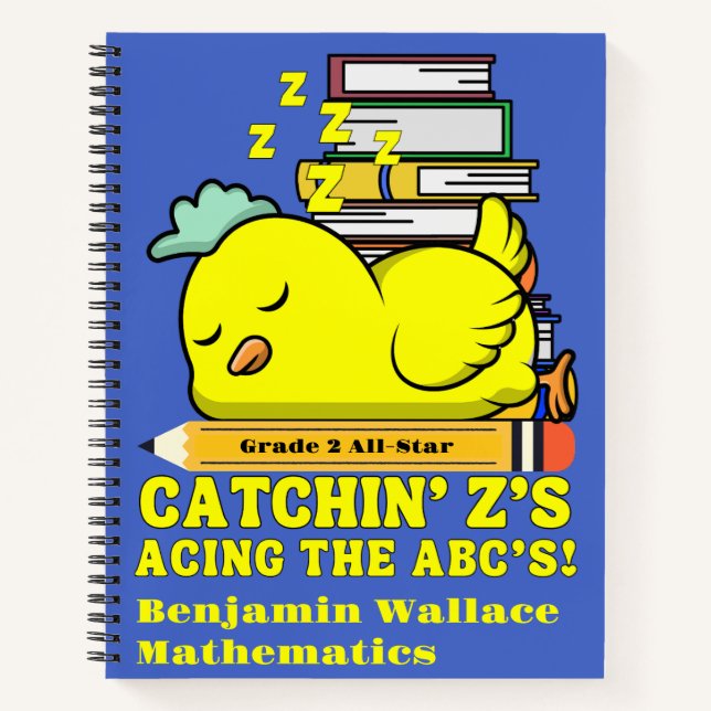 Cuaderno Divertido pollo durmiendo de vuelta al grado escol (Anverso)