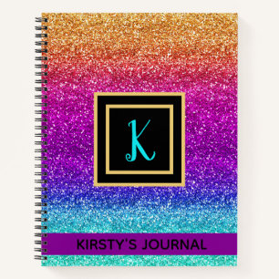 Cuaderno Divertido Rainbow Gradient Purpurina Luxury Journa