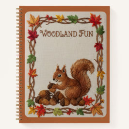 Cuaderno Divertido Squirrel Bordado & Bellotas Foliaje de O