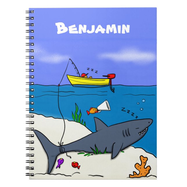 Cuaderno Divertido tiburón durmiente y personalizado de pes (Frente)