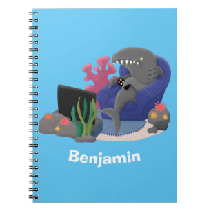 Cuaderno Divertido tiburón viendo al personalizado de telev